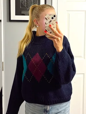 Vintage Argyle 90’s Sweater Size L thumbnail 1