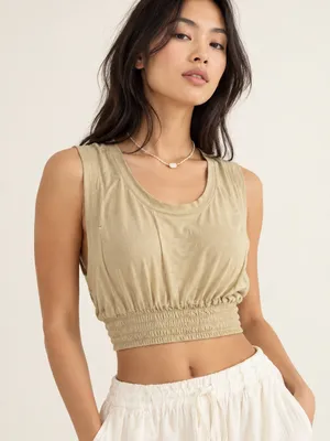 Free People FP Beach Morningside Crop Top Sable Sand Size L NWT thumbnail 1