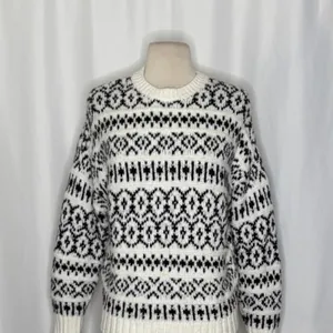 AMERICAN EAGLE Outfitters Fairisle Crew Neck Sweater Black White Fair Isle Small thumbnail 3