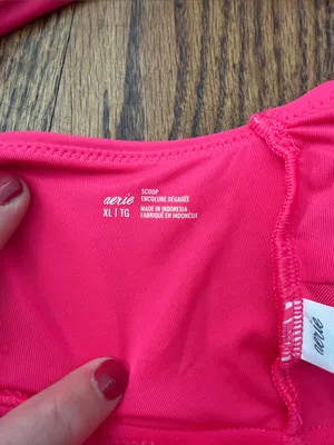 aerie Women's Neon Pink Tie-Front Swim Top Size XL thumbnail 3