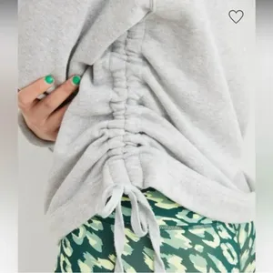 Aerie Hoodie Sweatshirt Oversized Cinch Side Ruched Pullover Grey Cropped XS NEW thumbnail 2