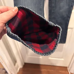 VTG LL Bean Flannel Lined Jeans Womens 14 Classic Fit Red‎ Plaid Stretch Denim thumbnail 5