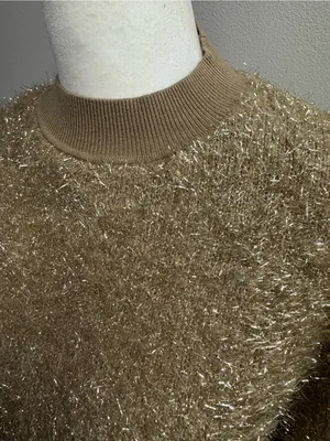 Maeve Violette Short-Sleeve Tinsel Pullover Sweater Metallic Gold Honey Small thumbnail 6