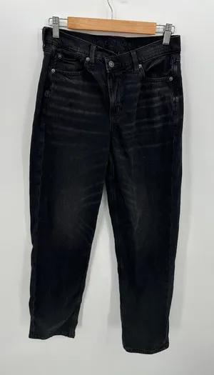 American Eagle Womens Strigid Super High Rise Baggy Straight Denim‎ Jeans Sz 4 thumbnail 1