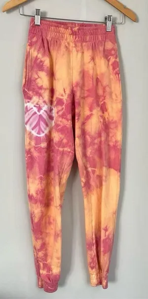 Frankies Bikinis Aiden Sweatpant Tie Dye Size XS Pink Orange thumbnail 1