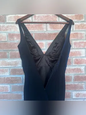 Jay Godfrey Metallic Sheath Plunge Dress Women’s 2 Blue Black Cocktail Party thumbnail 7