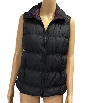 Tommy Hilfiger Black Down and Feather Puffer Full Zip Vest with pockets Small thumbnail 1