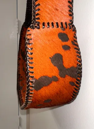 NEW Handmade Dyed Cowhide Leather Cossbody Purse Steer Cow Rust Western Orange thumbnail 4