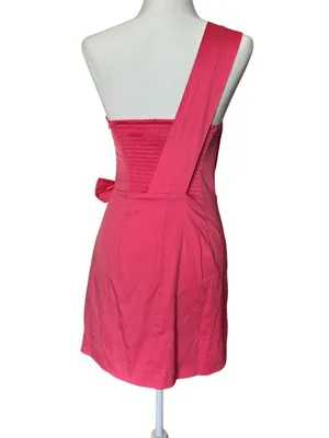 French Connection One-Shoulder Camellia Rose Pink Bow Dress 4 thumbnail 3