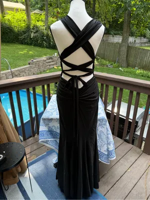La Femme RN103544 Black Formal Ball Gown Dress Prom Wedding Size 2 S Small thumbnail 5