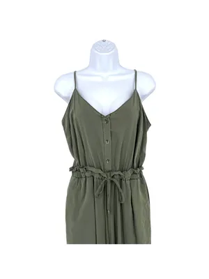 Splendid Minimalist Utility Safari Button-Front Jumpsuit Olive Green Size Medium thumbnail 3