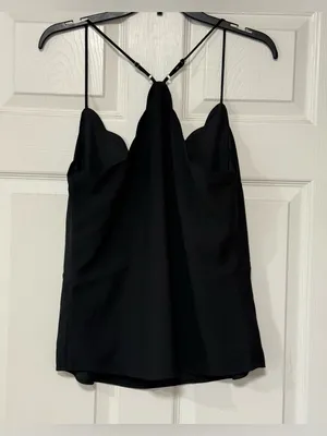 J. Crew Racerback Scallop Neck Cami Top - Black Size 10 NWT thumbnail 2