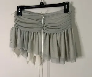 Women’s Ruffled Cream and Gray Mini Skirt thumbnail 1
