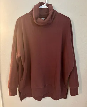 Aerie Deep Burgundy Cowl Neck Oversized Sweater Size S | Cozy Winter Pullover thumbnail 1