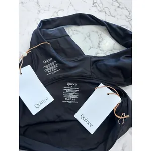 NWT Quince Black Italian Plunge Bikini Top & High Rise Bottoms Size Medium thumbnail 3