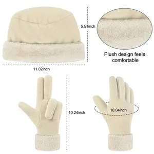 Loritta Womens Set Size L Beige Beanie Hat Scarf Warm Gloves Winter Accessories thumbnail 5