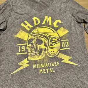 Harley-Davidson Women's HDMC Garage Milwaukee Metal Long Sleeve Gray Tee Medium thumbnail 2