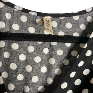GRECERELLE Polka Dot High Low Faux Wrap Flowy High Low Maxi Dress Black White XL thumbnail 10