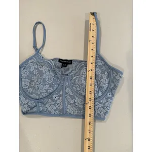 NEW Streetwear Society Bra Crop Top XL Blue Lace Festival Travel Coquette Twee thumbnail 4