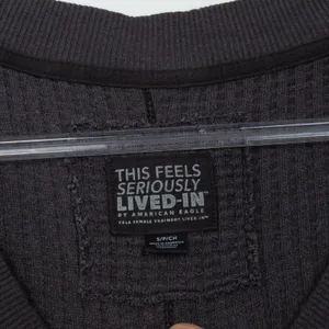 American Eagle Seriously Lived In Big Hug Waffle Knit Pullover Gray M Oversized thumbnail 5