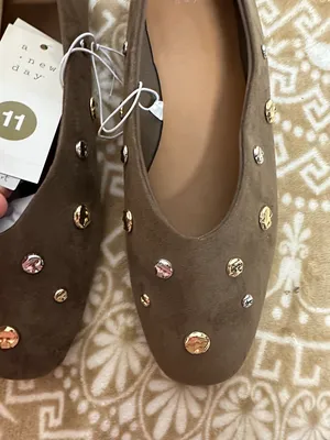 a new day Taupe Suede Studded Ballet Flats thumbnail 3
