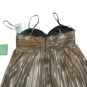 City Triangles Rose Gold Metallic Pleated Mini Dress Sweetheart Party Size 0 NWT thumbnail 6