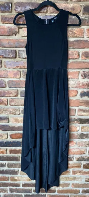 H&M Black Sleeveless High Low Mini - Maxi Sheer Mesh Dress Women's Size XS thumbnail 1