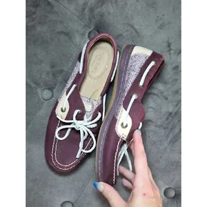 Sperry Burgundy Leather Boat Shoes with Cream Accent thumbnail 8