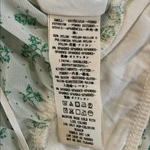 Free People Floral Deep V-Neck Blouse - White and green thumbnail 6