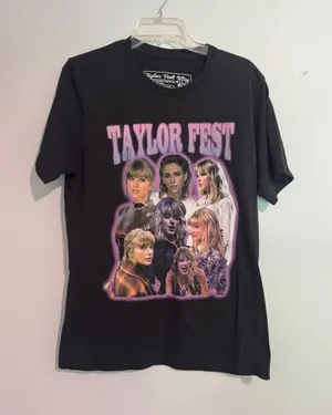 Taylor Swift Black 'Taylor Fest' Graphic Tee with Pink Accents thumbnail 1