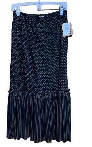 Ivy Jane Womens Size Small Black White Stripe Mesh Overlay Lined Whimsical Skirt thumbnail 1