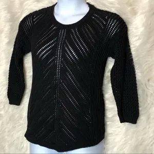Chelsea & Theodore Navy Crochet Sweater XL Sheer Hi Low Beach Cover Up thumbnail 8