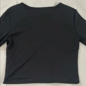 Black Women's Ribbed Long Sleeve Top Size L thumbnail 2