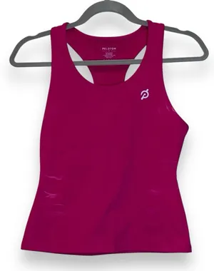 Peloton Women's Flow Racer Tank‎ Pink Cadent Cropped Logo Tank Top Sz S thumbnail 1