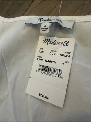 Madewell Twist Front Seamed Top Poplin White Size 0 thumbnail 4