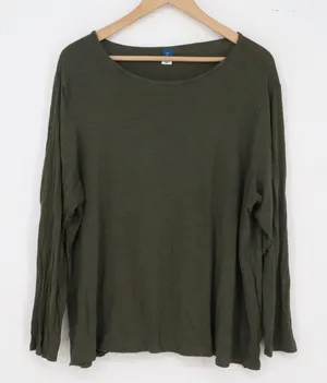 Old Navy T-Shirt Womens XL Luxe Olive Green Slub Knit Long Sleeve Excellent thumbnail 1