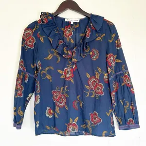 MADEWELL x Warm Ruffle-Collar Top Blue Floral XSmall thumbnail 3