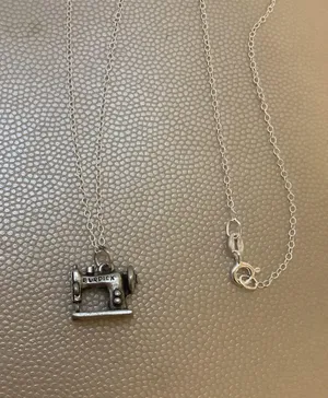 Vintage “Burdick”sewing machine Sterling 925 Chain Necklace thumbnail 1
