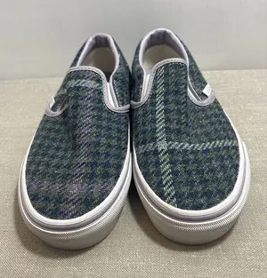 Vans‎ plaid slip on Women's Size 6 1/2 Men's Size 5 Blue Green And Lilac thumbnail 1