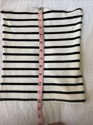 H&M Rib-Knit Strapless Bandeau Top - Striped thumbnail 7