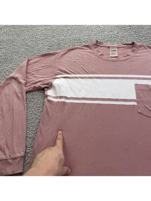 Victoria’s Secret PINK Long Sleeve Shirt Womens M Pink Stripe Logo Pocket Tee thumbnail 8