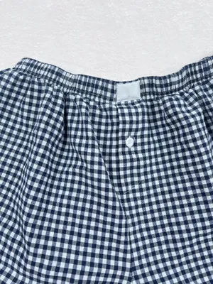 Women’s Gingham Boxer Shorts Navy White Elastic Waist Size XL thumbnail 2