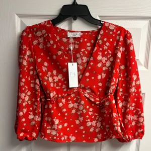 NWT SAGE The Label Floral V-Neck Blouse Size Large thumbnail 1