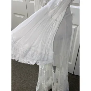 Muy Muy Fancy Cottage Core Lace Embroidered Bell Sleeves White Maxi Dress Sz Sm thumbnail 10