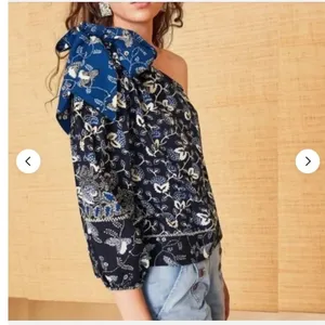 Ulla Johnson Asima One Shoulder‎ Blue Floral Bow Blouse Size 0 thumbnail 2
