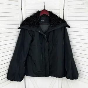 Simply Vera Puffer Jacket Faux Fur Collar Hood‎ Black Medium Balloon Sleeve thumbnail 10