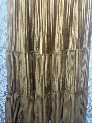 Vintage Brown Pleated Tiered Maxi Skirt small thumbnail 2
