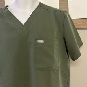 FIGS Technical Collection Olive Short Sleeve PO1644 Medical Scrub Shirt- Large thumbnail 6