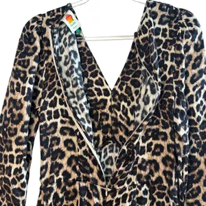 Farm Rio Leopard Animal Print‎ Viscose V-Neck Midi Dress Brown Black Large Boho thumbnail 11
