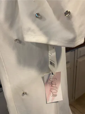 NWT Crystal Doll White Mini Dress with Puff Sleeves and Rhinestones Accents thumbnail 8